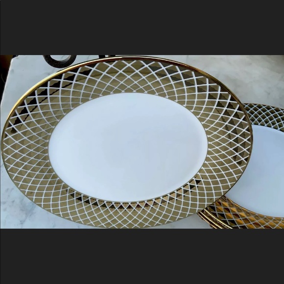 CIROA LUXE DINNER PLATES GOLD METALLIC PORCELAIN - Picture 2 of 7